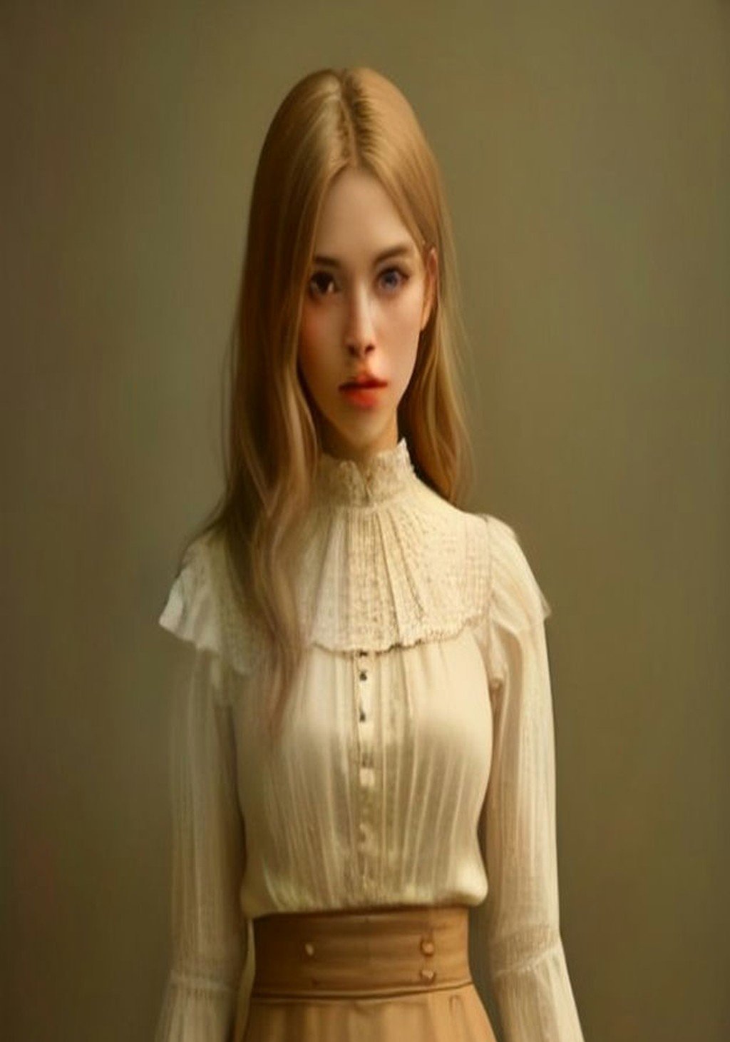 Woman wearing the Dahlia cream lace blouse